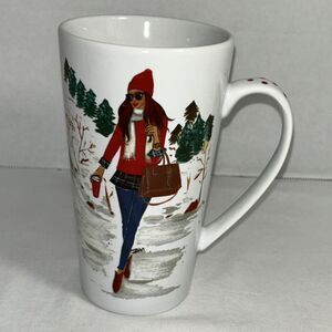 RONGRONG FASHION GIRL IN WINTER/MOUNTAINS 6” Tall. Dishwasher & Microwave Safe